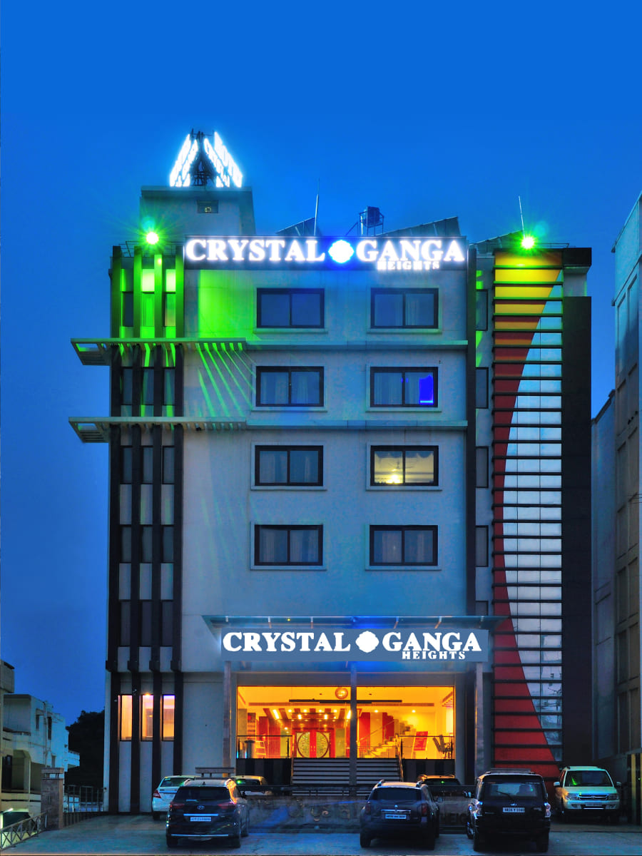 Front view of Hotel Crystal Ganga Heights, one of the best hotels near Har Ki Pauri Haridwar